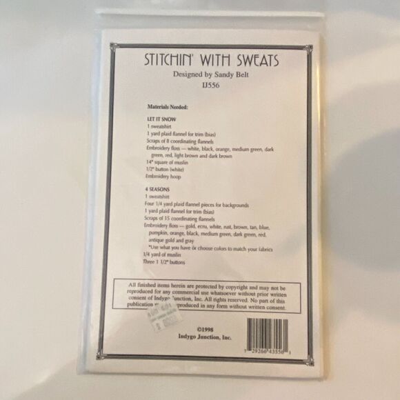 Indygo Junction IJ556 Pattern Stitchin With Sweats Applique Cozy Warm Comfort - Picture 4 of 7